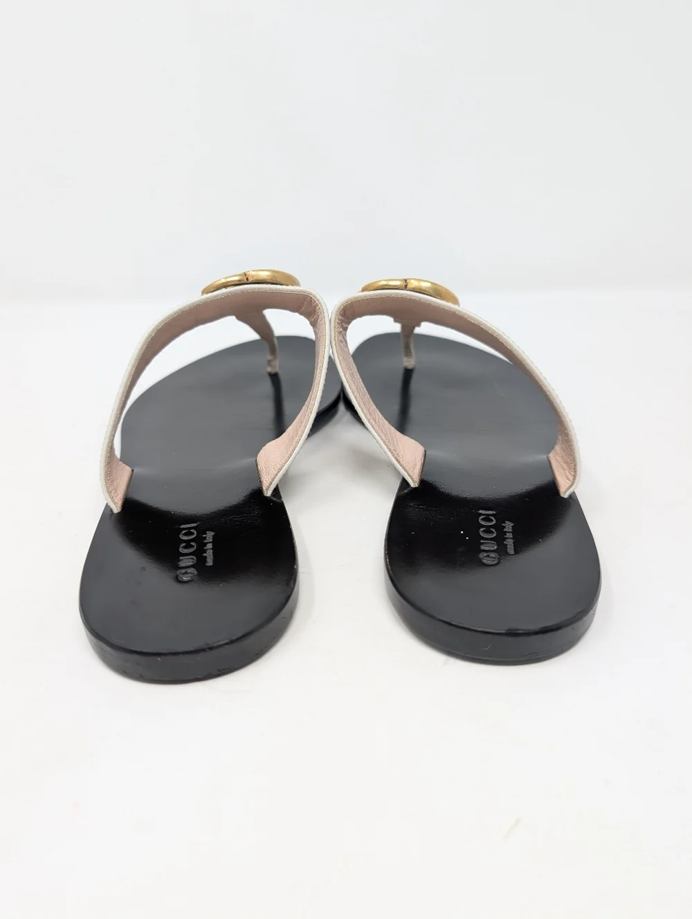 Gucci Marmont GG White Thong Sandals Flip Flops Slides Size 37.5